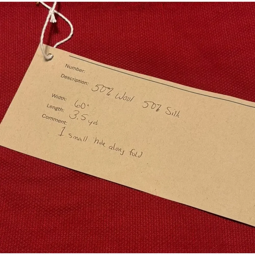 Red Wool Silk Blend Suiting Fabric 3.5 Yards 60